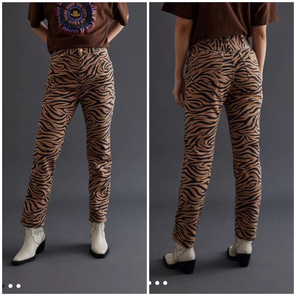 Wrangler High Rise Wild West Purr Animal Print 603 Straight Jeans Tan 27x28 NWT - Picture 7 of 15